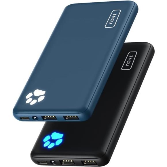 [2 Pack] Portable Charger Slimmest & Lightest USB C 10000mAh Power Bank